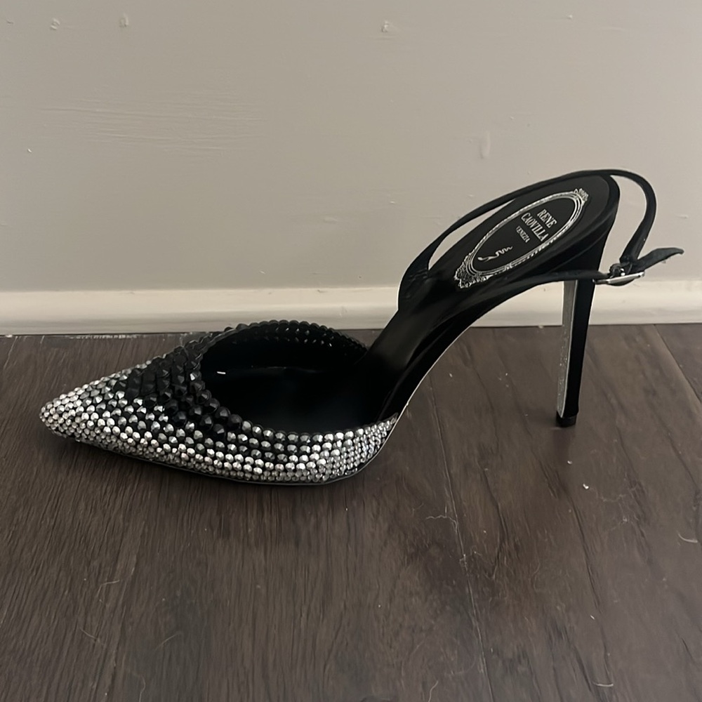 Rene Caovilla Crystal Satin Slingback Pumps - Picture 3 of 6